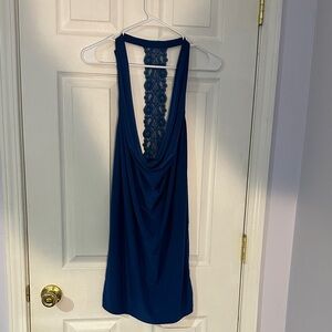 GRACIE Blue Soft Top/Dress with Lace Back (SIZE: LARGE)